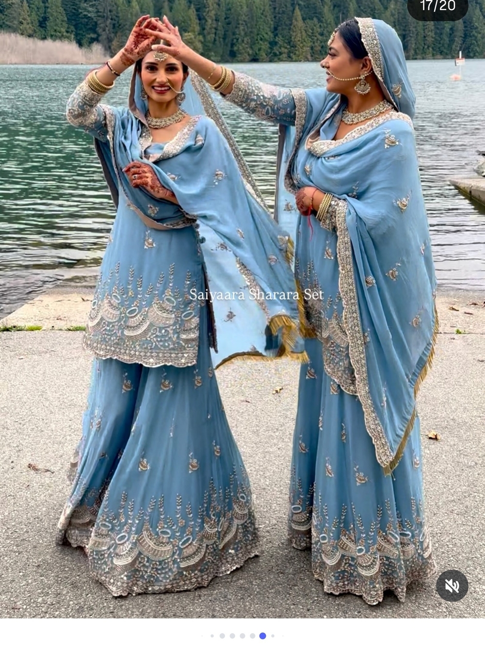 Saiyaara Sky Blue Embroidered Sharara Set for Women